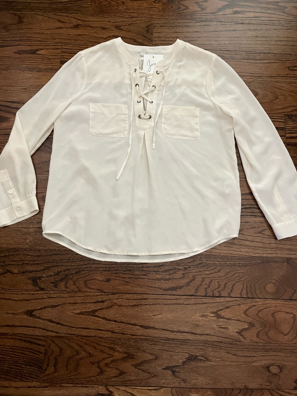 NWT Joie Silk Cream Blouse with Tie Detail